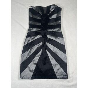 Jessica McClintock Dress Womens 8‎ Black Silver Strapless Cocktail Party Mini